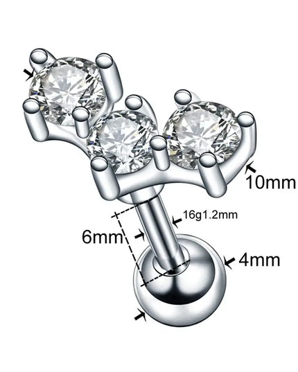 1PC Steel Ear Tragus Cartilage Piercing Crystal Flower Conch Lobe Earrings Barbell Piercing Orelha Ear Stud Helix Sexy Jewelry