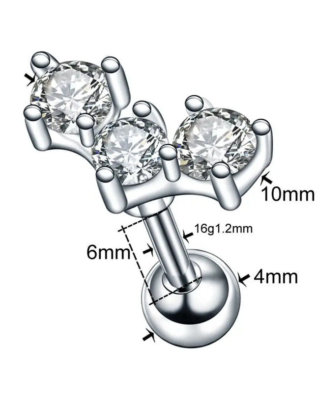 1PC Steel Ear Tragus Cartilage Piercing Crystal Flower Conch Lobe Earrings Barbell Piercing Orelha Ear Stud Helix Sexy Jewelry