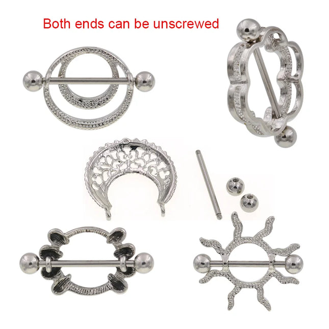 1 Pair Punk Heart nipple piercing jewelry Stainless Steel Nipple Ring Nipple Shield Piercing Jewelry Sexy Body Jewelry For Women