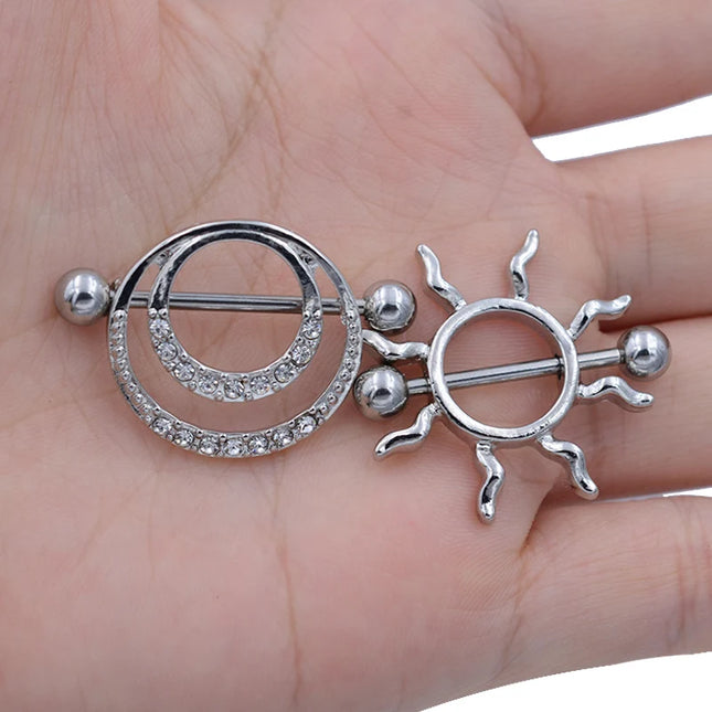 1 Pair Punk Heart nipple piercing jewelry Stainless Steel Nipple Ring Nipple Shield Piercing Jewelry Sexy Body Jewelry For Women