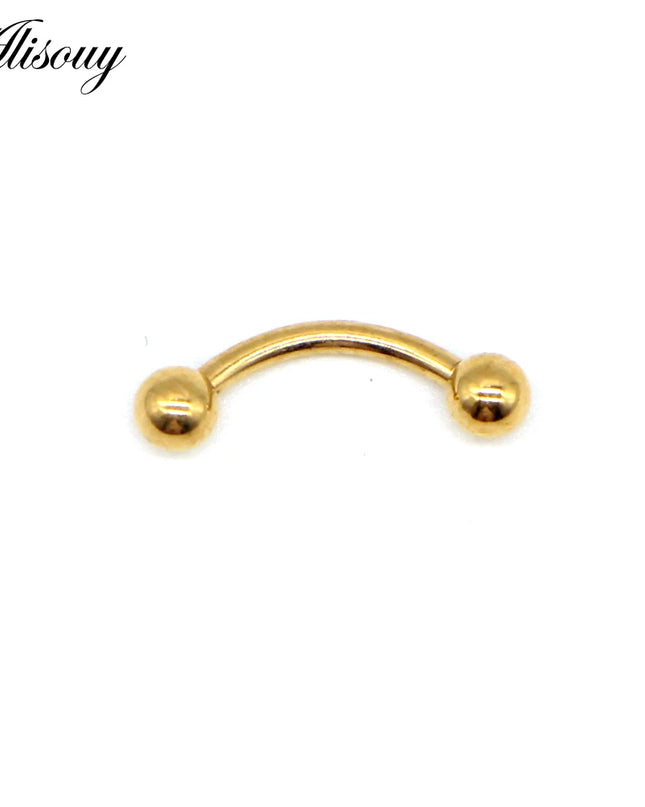 Alisouy 2Pcs Stainless Steel Curved Eyebrow Nose Lip Earrings Nipple Piercings Punk Unisex Body Piercing Septum Sieraden