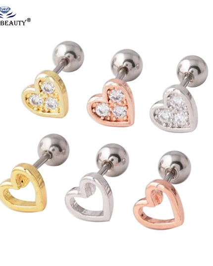 1 Pair Heart Ear Piercing Stud  Cartilage Earring Nose Stud Lip Stud Earring Body Jewelry Flower Sexy Body Piercing Jewelry