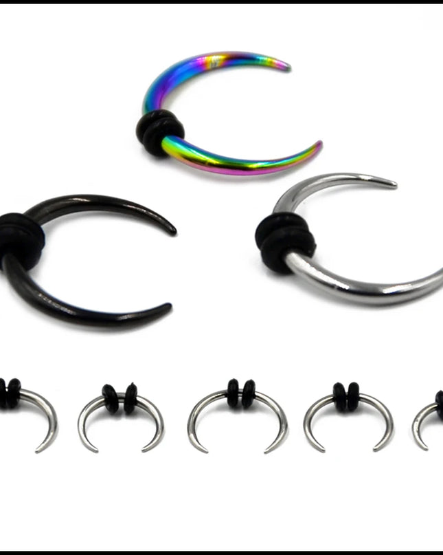 1 Piece Surgical Steel OX Horn Vintage Nose Septum Hoop Rings Ear Septum Clicker Horseshoe Nose Ear Taper Piercing Body Jewelry
