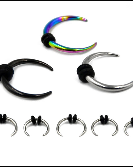 1 Piece Surgical Steel OX Horn Vintage Nose Septum Hoop Rings Ear Septum Clicker Horseshoe Nose Ear Taper Piercing Body Jewelry