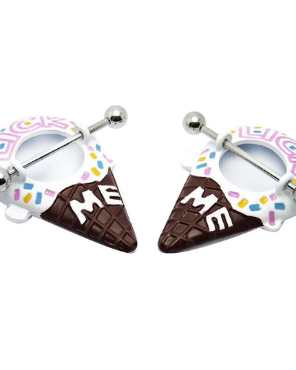 1Pair Chocolate Color Cute Nipple Ring Earring Nipple Piercing 14G 1.6*24mm Sexy Bar Rings Jewelry Creative Punk Body Jewellery
