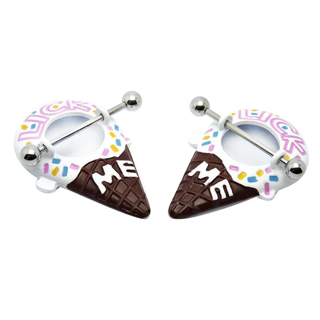 1Pair Chocolate Color Cute Nipple Ring Earring Nipple Piercing 14G 1.6*24mm Sexy Bar Rings Jewelry Creative Punk Body Jewellery