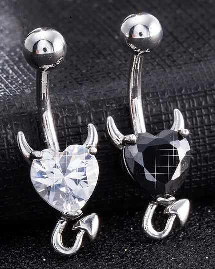 Navel Belly Piercing Button Ring Glitter Love Heart Decor Piercing Navel Nail Sexy for Women Body Jewelry LL@17