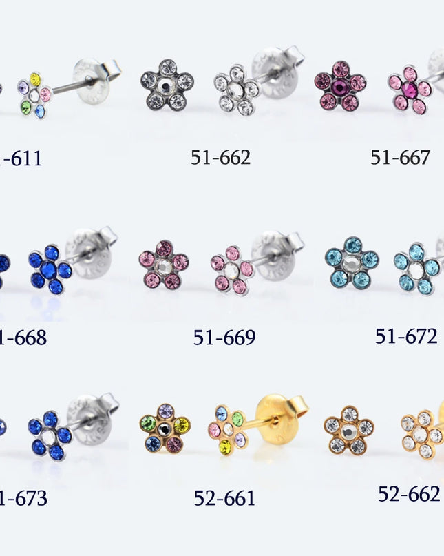 1 Piece Sterilized Disposable Safety Nose Ear Piercing Device Sterile Bezel Cute Earring Crystal Flower Studs Ear Piercer Unit