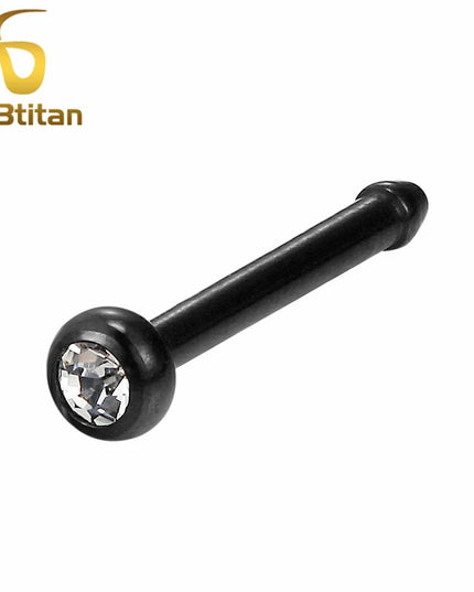 Bright Zircon Nose Ring India Women Fashion Jewelry 18G Small Nose Stud G23 Titanium Nose Wing Piercing Jewelry Body Accessories