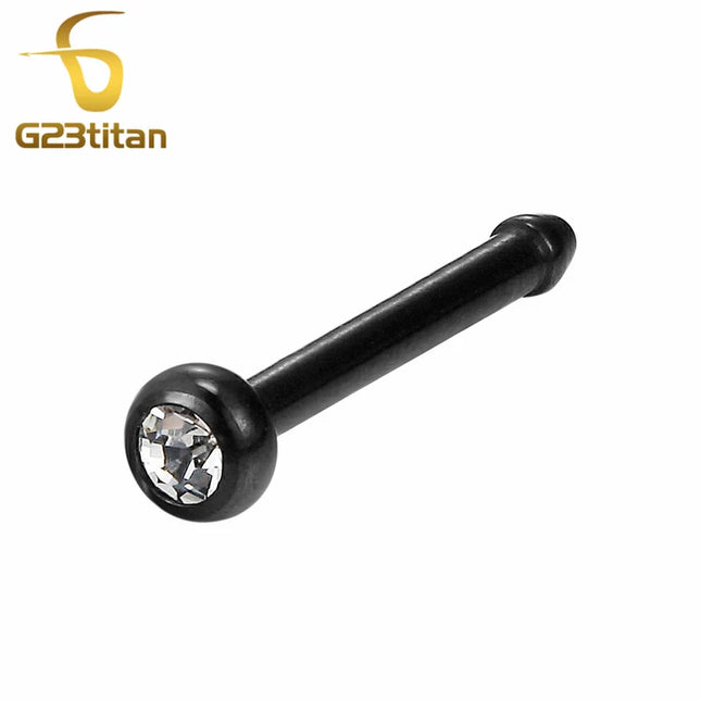 Bright Zircon Nose Ring India Women Fashion Jewelry 18G Small Nose Stud G23 Titanium Nose Wing Piercing Jewelry Body Accessories