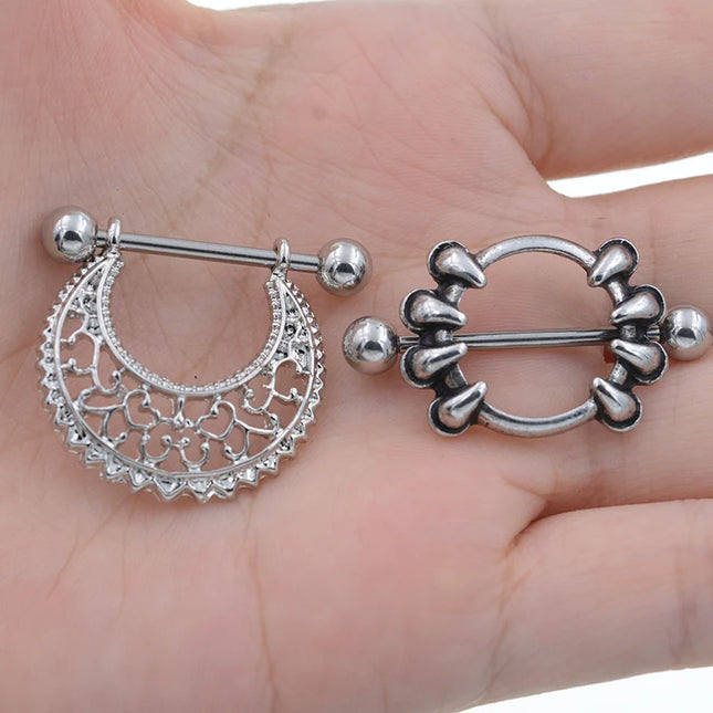 1 Pair Punk Heart nipple piercing jewelry Stainless Steel Nipple Ring Nipple Shield Piercing Jewelry Sexy Body Jewelry For Women