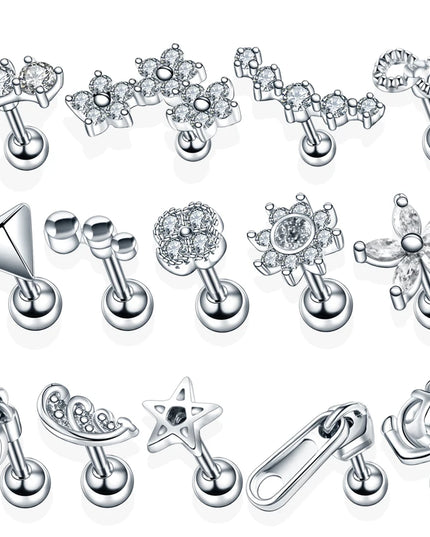 1PC Steel Ear Tragus Cartilage Piercing Crystal Flower Conch Lobe Earrings Barbell Piercing Orelha Ear Stud Helix Sexy Jewelry