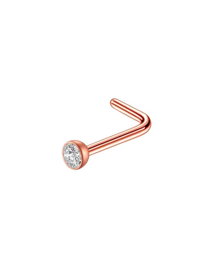 1pc Screw Curved Prong Nose Studs Rosegold Nose Rings Body Piercing jewelry Small Earrings For Women Gilrs Nostril Piercings