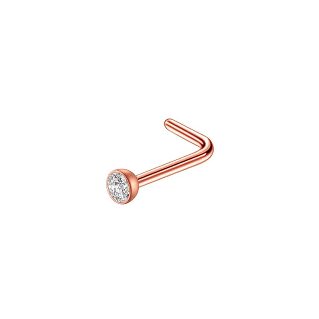 1pc Screw Curved Prong Nose Studs Rosegold Nose Rings Body Piercing jewelry Small Earrings For Women Gilrs Nostril Piercings