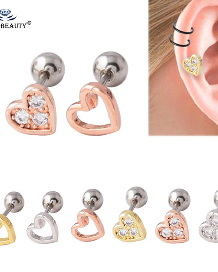 1 Pair Heart Ear Piercing Stud  Cartilage Earring Nose Stud Lip Stud Earring Body Jewelry Flower Sexy Body Piercing Jewelry