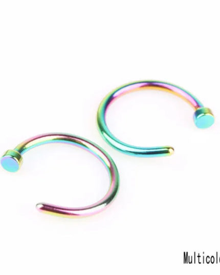 2PCS Stainlees Steel C Shape Nose Ring Women Girls Fake Piercing Hoop Stud Female Body Jewelry Party Gift