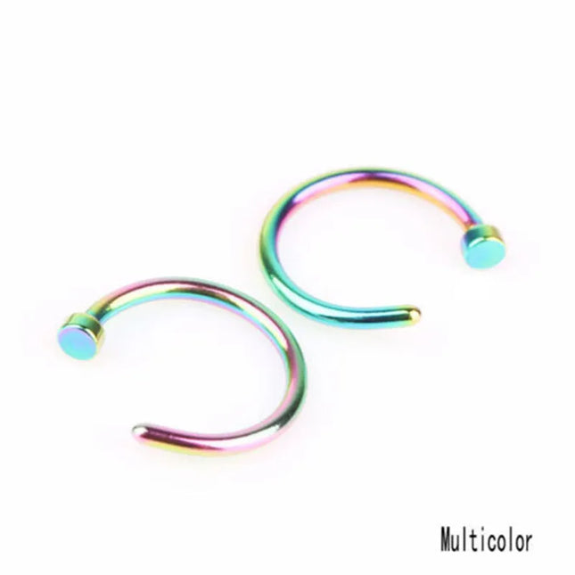 2PCS Stainlees Steel C Shape Nose Ring Women Girls Fake Piercing Hoop Stud Female Body Jewelry Party Gift