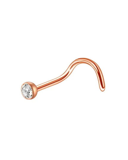 1pc Screw Curved Prong Nose Studs Rosegold Nose Rings Body Piercing jewelry Small Earrings For Women Gilrs Nostril Piercings