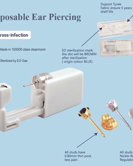 1 Piece Sterilized Disposable Safety Nose Ear Piercing Device Sterile Bezel Cute Earring Crystal Flower Studs Ear Piercer Unit