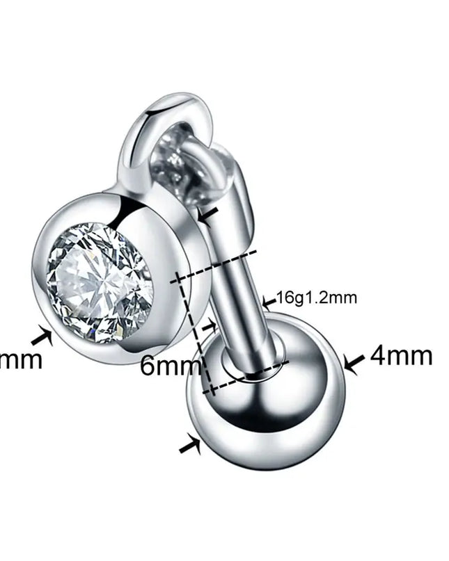 1PC Steel Ear Tragus Cartilage Piercing Crystal Flower Conch Lobe Earrings Barbell Piercing Orelha Ear Stud Helix Sexy Jewelry