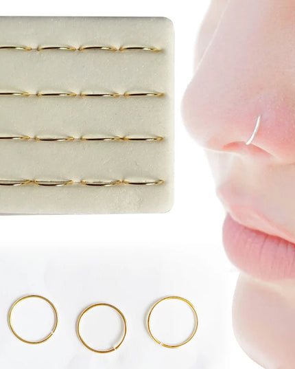 8mm Nose Ring 925 Sterling Silver plain Nose Hoop Piercing 16pcs/pack