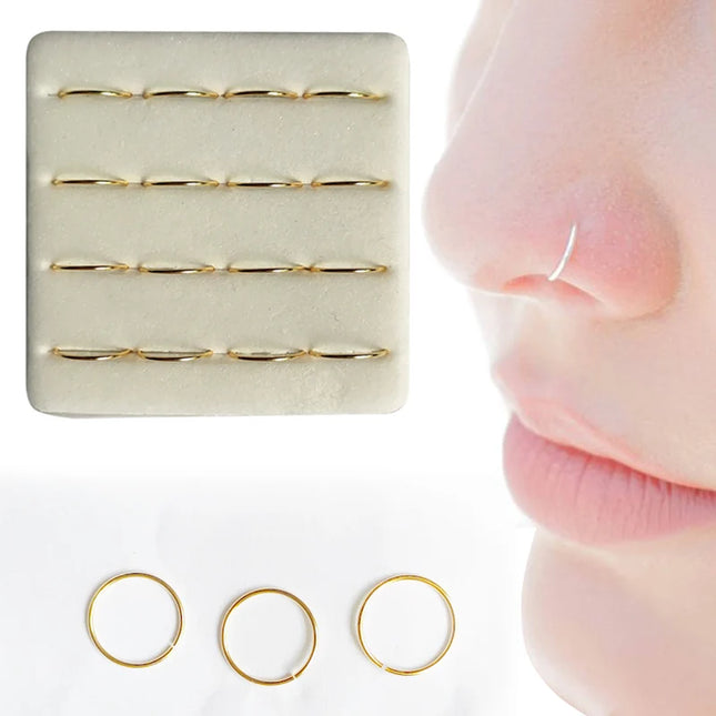 8mm Nose Ring 925 Sterling Silver plain Nose Hoop Piercing 16pcs/pack