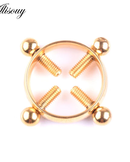 Alisouy 1PC 316L Surgical Stainless Steel Round Non-Piercing Nipple Ring Shield Nickel-free Fake Body Piercing Jewelry