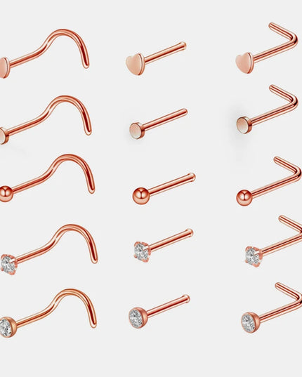 1pc Screw Curved Prong Nose Studs Rosegold Nose Rings Body Piercing jewelry Small Earrings For Women Gilrs Nostril Piercings