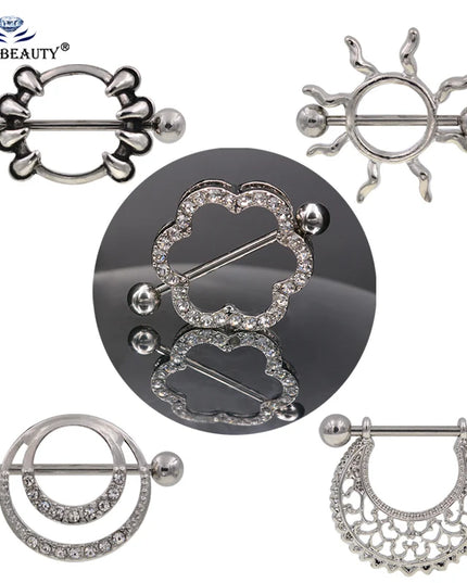 1 Pair Punk Heart nipple piercing jewelry Stainless Steel Nipple Ring Nipple Shield Piercing Jewelry Sexy Body Jewelry For Women