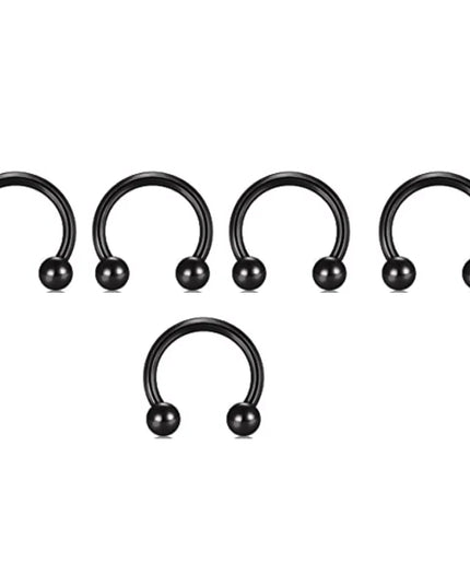 5pcs Stainless Steel Nose Hoop Ring Septum Rings Lip Studs Nostril Earrings Circular Tragus Ear Piercing Horseshoe Body Jewelry