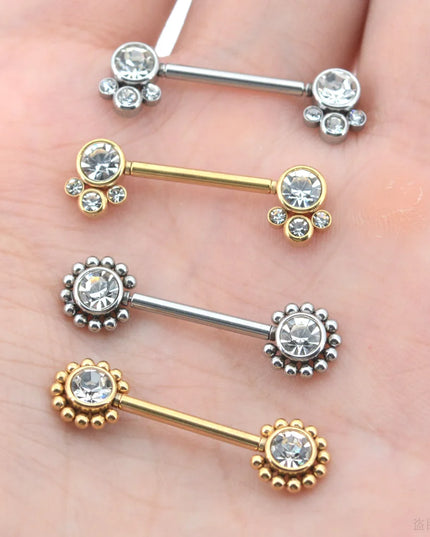 1 Pair 16G 1.2x14mm Plug-in Stainless Steel Barbell Piercing Sexy Women Nipple Piercing Jewelry Unthreaded Nipple Rings No Screw
