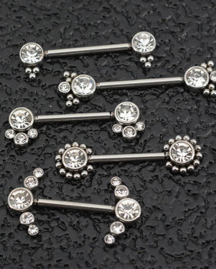 1 Pair 16G 1.2x14mm Plug-in Stainless Steel Barbell Piercing Sexy Women Nipple Piercing Jewelry Unthreaded Nipple Rings No Screw