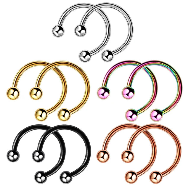 Stainless Steel Cone Spike Horseshoe Circular Septum Nose Ring Nipple Hoops Nose Septum Eyebrow Ear Piercing Body Jewelry
