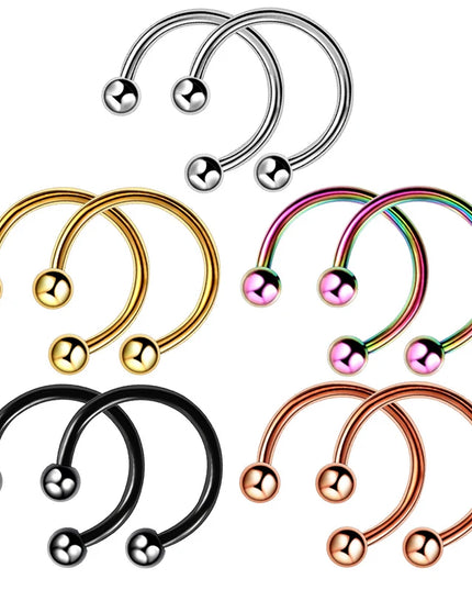 Stainless Steel Cone Spike Horseshoe Circular Septum Nose Ring Nipple Hoops Nose Septum Eyebrow Ear Piercing Body Jewelry