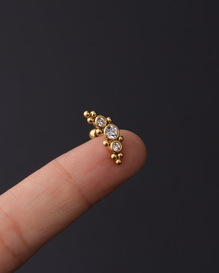 1PC 20g Internally Threaded G23 Titanium & Steel Bar Opal Ear Piercing Jewelry Helix Tragus Cartilage Earrings Nose Stud