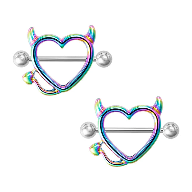 2pcs Stainless Steel Nipple Ring Piercing Barbell Shield Bar 14G Nipple Cover Adult Game for Women Sexy Breast Body Jewelry Gift
