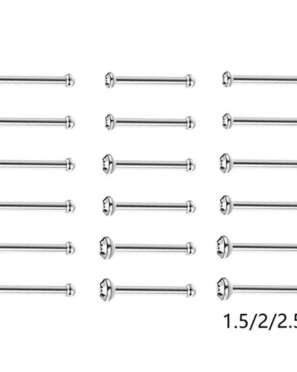 12/24/36Pcs L Shape Nose Ring Curve Pack Crystal Straight Nose Ring Set Nose Stud Lot Piercing Nariz Cuff Nase Pircing Nose Clip