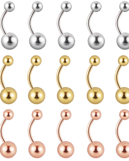 1Piece Surgical Steel Anodized Belly Button Rings Matte Balls Navel Studs Banana  Curved Barbell Body Piercing Jewelry 14g