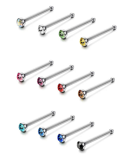 12/24/36Pcs L Shape Nose Ring Curve Pack Crystal Straight Nose Ring Set Nose Stud Lot Piercing Nariz Cuff Nase Pircing Nose Clip