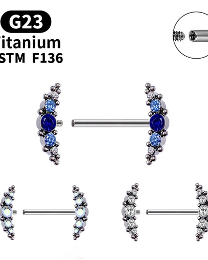 1 Pcs G23 Titanium Nipple Piercing 14g Spiral CZ Barbell Nipple Ring Adult Game Bondage Sexy Body Piercing Jewelry Lover Gift