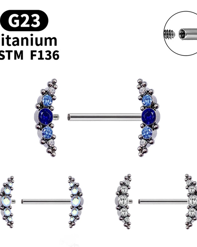 1 Pcs G23 Titanium Nipple Piercing 14g Spiral CZ Barbell Nipple Ring Adult Game Bondage Sexy Body Piercing Jewelry Lover Gift