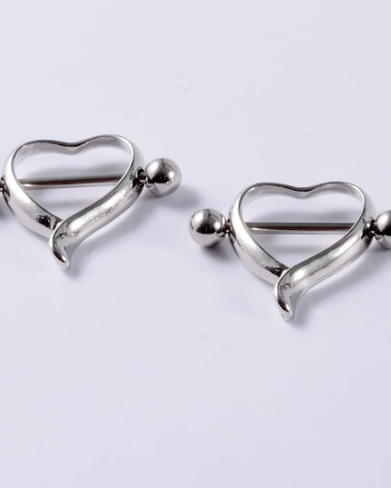 2Pcs Surgical Steel Cone Nipple Piercing Heart Barbell 14G Nipple Shield Charming Nipple Rings For Women Body Piercing Jewelry
