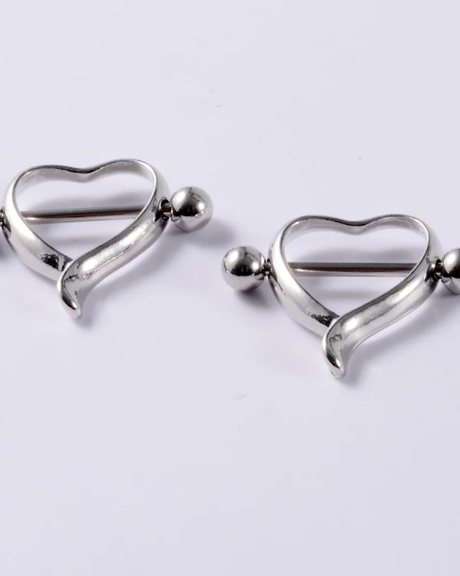 2Pcs Surgical Steel Cone Nipple Piercing Heart Barbell 14G Nipple Shield Charming Nipple Rings For Women Body Piercing Jewelry
