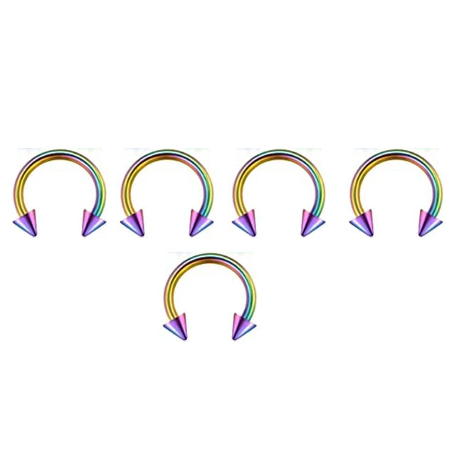5pcs Stainless Steel Nose Hoop Ring Septum Rings Lip Studs Nostril Earrings Circular Tragus Ear Piercing Horseshoe Body Jewelry