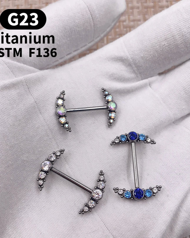 1 Pcs G23 Titanium Nipple Piercing 14g Spiral CZ Barbell Nipple Ring Adult Game Bondage Sexy Body Piercing Jewelry Lover Gift