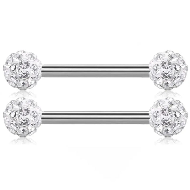 1Pair Stainless Steel Crystal Nipple Piercing Barbell Lot 14Gcharming Opal Nipple Piercing Jewelry Bulk Sexy Nipple Piercing Set