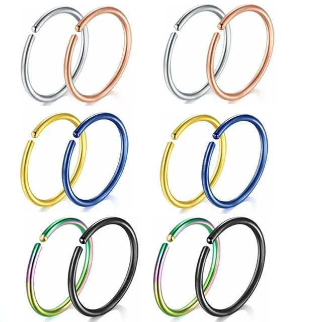 12/24/36Pcs L Shape Nose Ring Curve Pack Crystal Straight Nose Ring Set Nose Stud Lot Piercing Nariz Cuff Nase Pircing Nose Clip