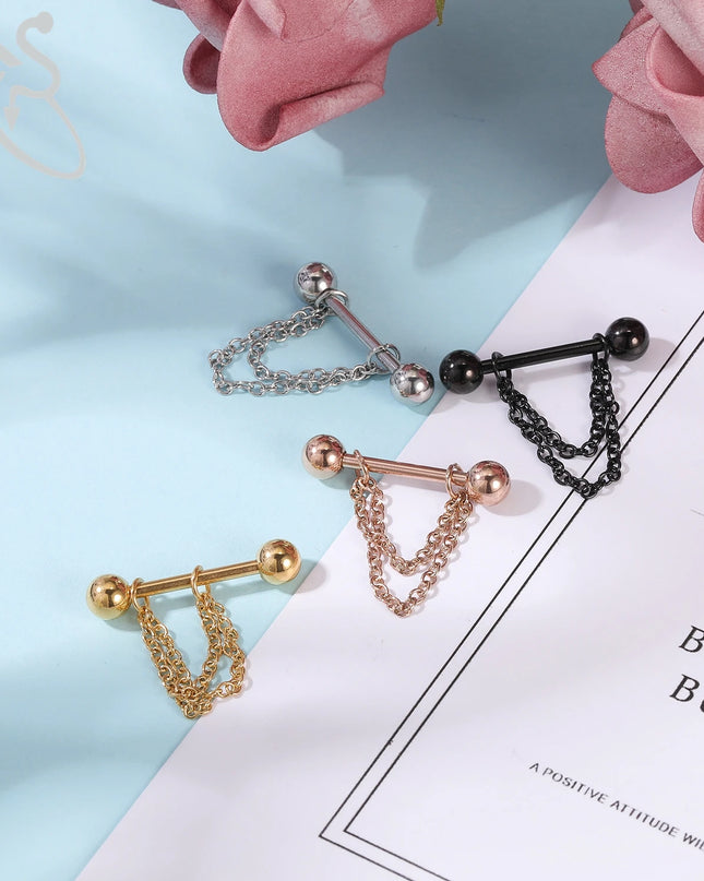 ZS 2PCS Stainless Steel Nipple Piercing Bar For Women 14G Crystal Heart Nipple Shield Ring Horseshoe Barbell Sexy Nipple Jewelry
