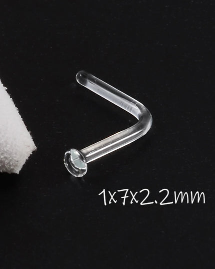 1PC Glass Nose Helix Studs Transparent Straight Curved Nose Ring Prevent Allergy Nariz Tragus Navel Piercing Body Jewelry