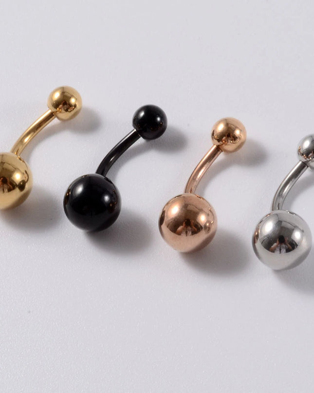 1Piece Surgical Steel Anodized Belly Button Rings Matte Balls Navel Studs Banana  Curved Barbell Body Piercing Jewelry 14g